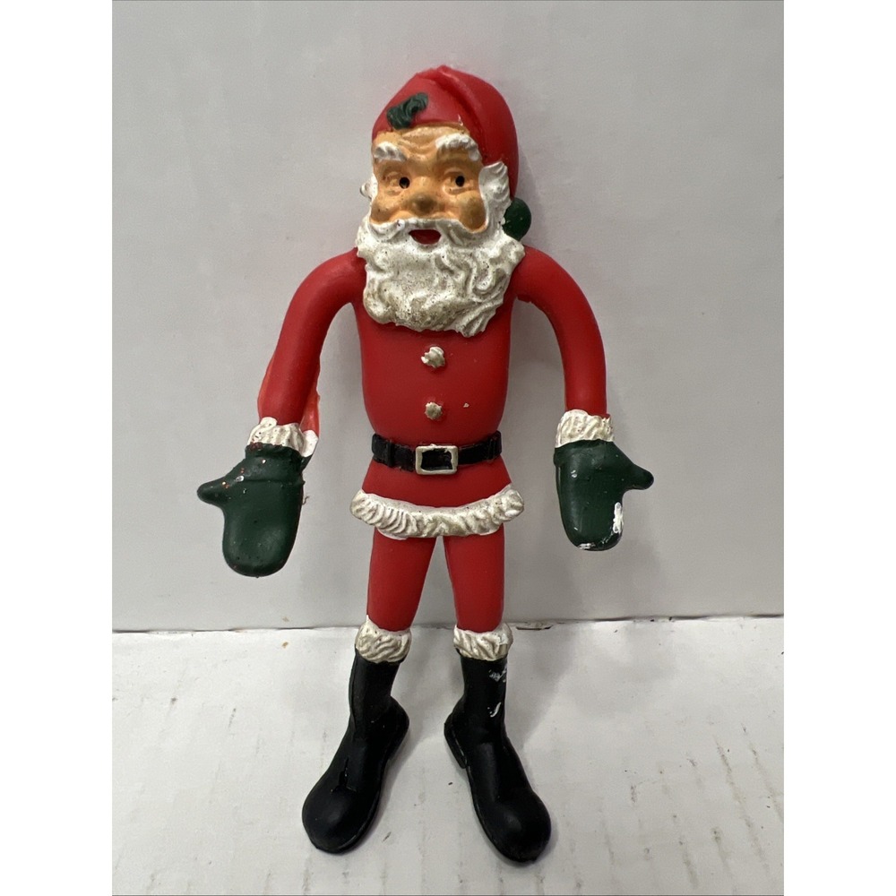 Vintage‎ Rubber Bendy Santa Claus Figure Hong Kong Christmas 1970's